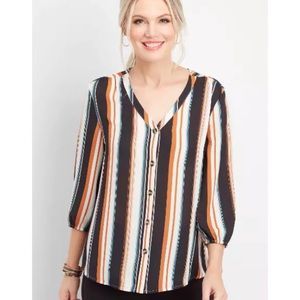Maurices Striped Button Down Blouse Lightweight -1